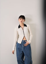 12G Wide Rib Zip Cardigan