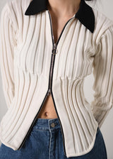 12G Wide Rib Zip Cardigan