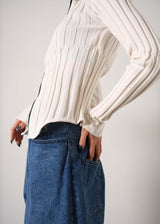 12G Wide Rib Zip Cardigan