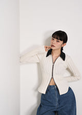 12G Wide Rib Zip Cardigan