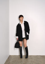 77circa Wrinkle Processing Nylon No Collar Jacket