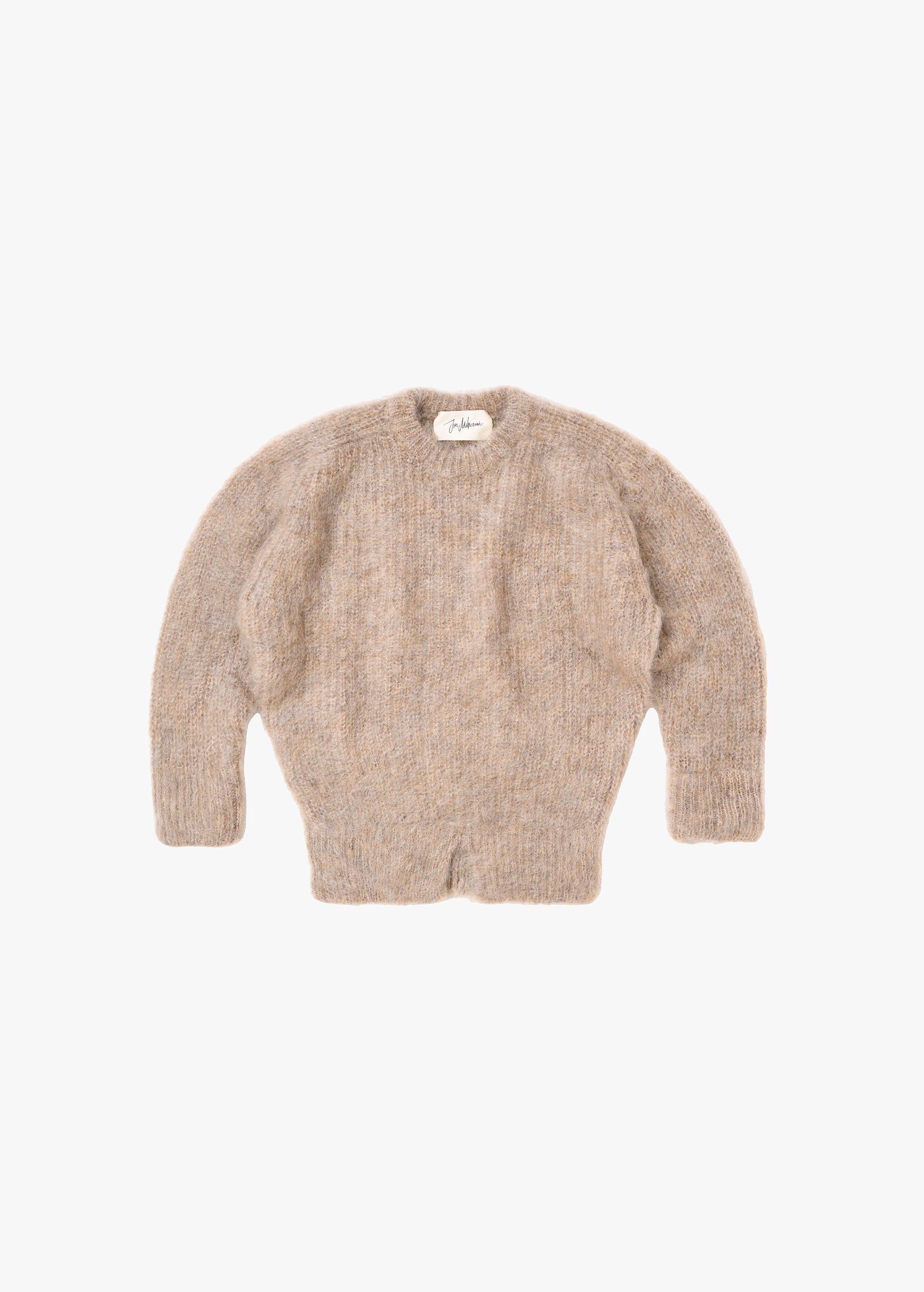 Mohair crew neck top / white