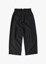 Wool Mix Hip Huggers Tucked Wide Slacks