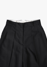 Wool Mix Hip Huggers Tucked Wide Slacks