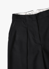 Wool Mix Hip Huggers Tucked Wide Slacks