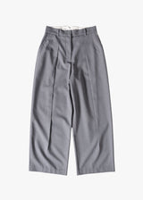 Wool Mix Hip Huggers Tucked Wide Slacks