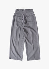 Wool Mix Hip Huggers Tucked Wide Slacks