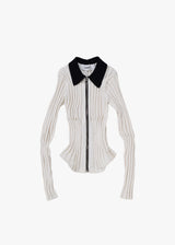 12G Wide Rib Zip Cardigan