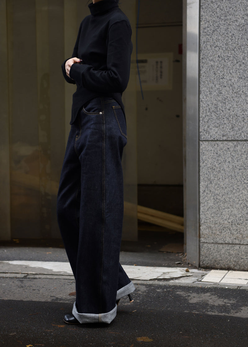 Denim Baggy Roll Pants