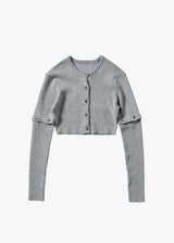 Cotton Rib Knit Detachable Cardigan
