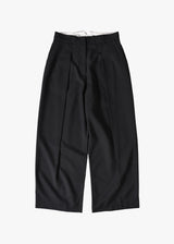 Wool Mix Hip Huggers Tucked Wide Slacks